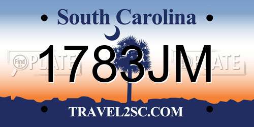 1783JM South Carolina License Plate