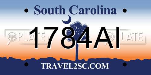 1784AI South Carolina License Plate