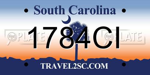 1784CI South Carolina License Plate
