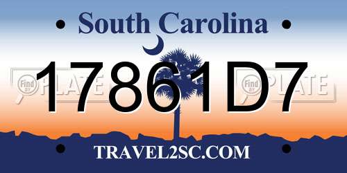 17861D7 South Carolina License Plate