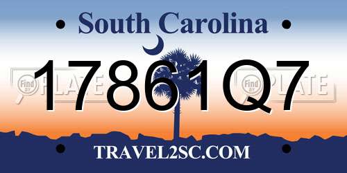 17861Q7 South Carolina License Plate