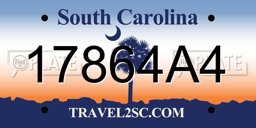 17864A4 South Carolina License Plate