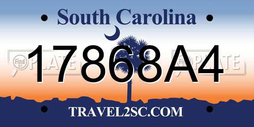 17868A4 South Carolina License Plate