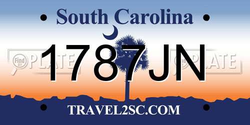 1787JN South Carolina License Plate