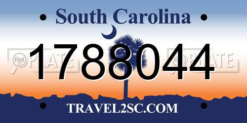 1788044 South Carolina License Plate