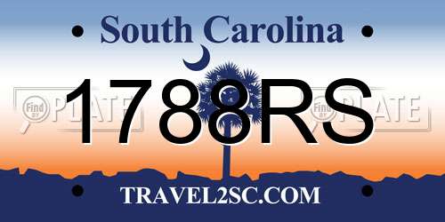 1788RS South Carolina License Plate