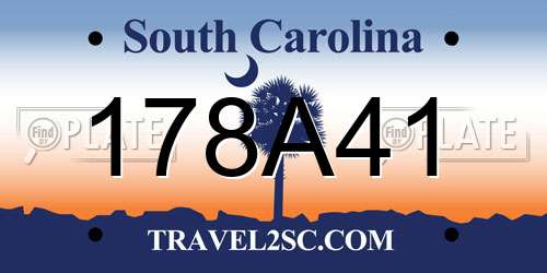 178A41 South Carolina License Plate
