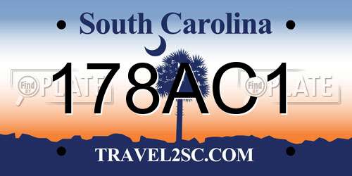 178AC1 South Carolina License Plate