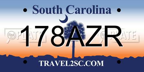 178AZR South Carolina License Plate