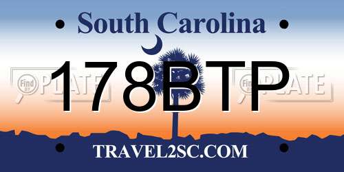 178BTP South Carolina License Plate