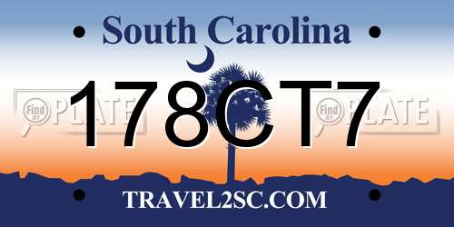 178CT7 South Carolina License Plate