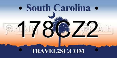 178CZ2 South Carolina License Plate
