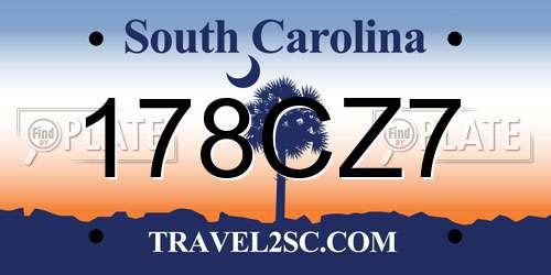 178CZ7 South Carolina License Plate