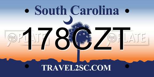 178CZT South Carolina License Plate
