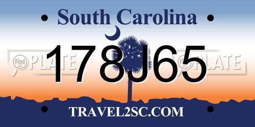178J65 South Carolina License Plate