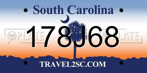 178J68 South Carolina License Plate
