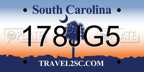 178JG5 South Carolina License Plate
