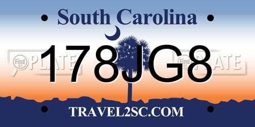 178JG8 South Carolina License Plate