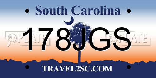 178JGS South Carolina License Plate