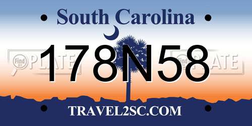 178N58 South Carolina License Plate