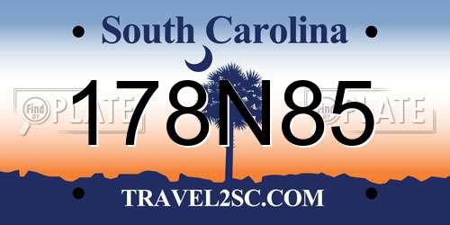 178N85 South Carolina License Plate