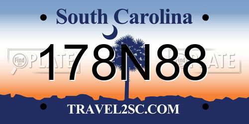 178N88 South Carolina License Plate