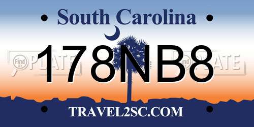 178NB8 South Carolina License Plate