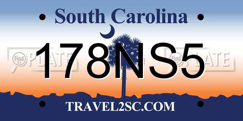 178NS5 South Carolina License Plate