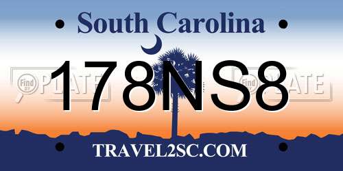 178NS8 South Carolina License Plate