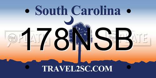 178NSB South Carolina License Plate