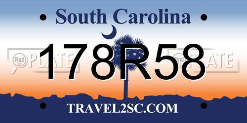 178R58 South Carolina License Plate