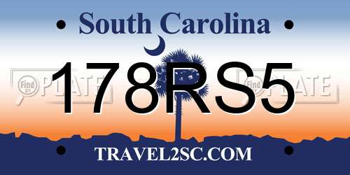 178RS5 South Carolina License Plate