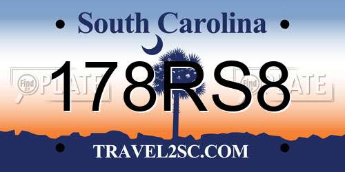 178RS8 South Carolina License Plate