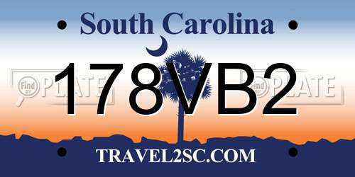 178VB2 South Carolina License Plate