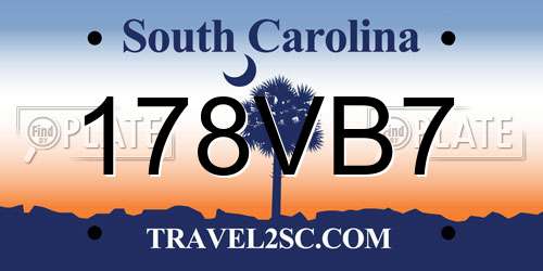 178VB7 South Carolina License Plate