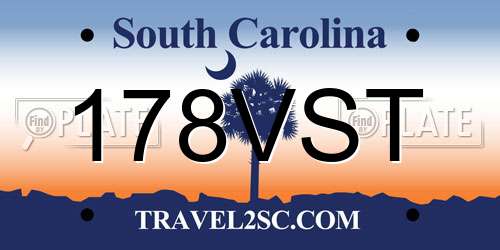 178VST South Carolina License Plate