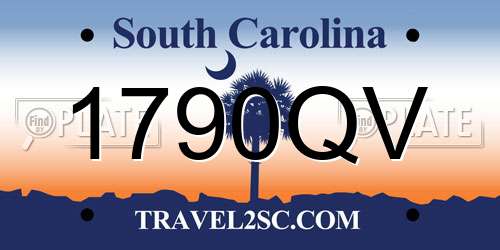 1790QV South Carolina License Plate