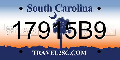 17915B9 South Carolina License Plate