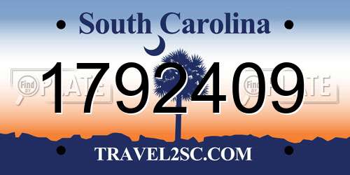 1792409 South Carolina License Plate