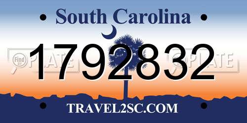 1792832 South Carolina License Plate