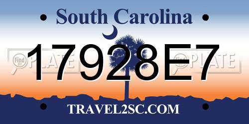 17928E7 South Carolina License Plate