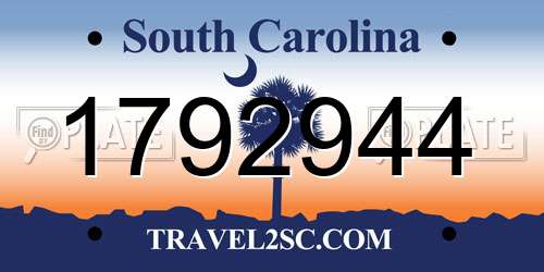 1792944 South Carolina License Plate
