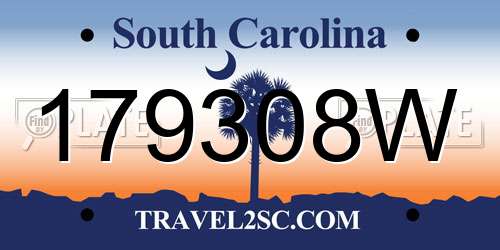 179308W South Carolina License Plate