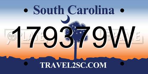179379W South Carolina License Plate