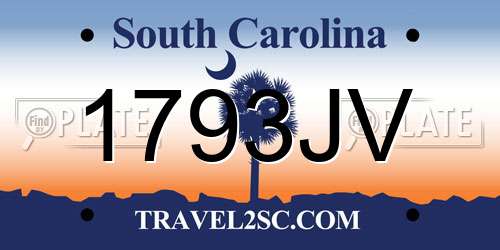 1793JV South Carolina License Plate