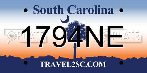 1794NE South Carolina License Plate