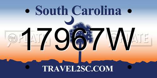 17967W South Carolina License Plate
