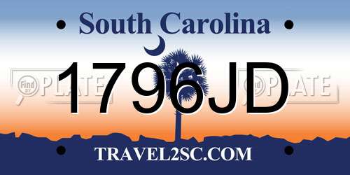 1796JD South Carolina License Plate