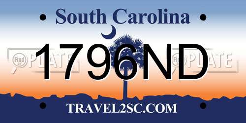1796ND South Carolina License Plate