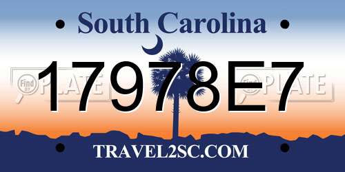 17978E7 South Carolina License Plate